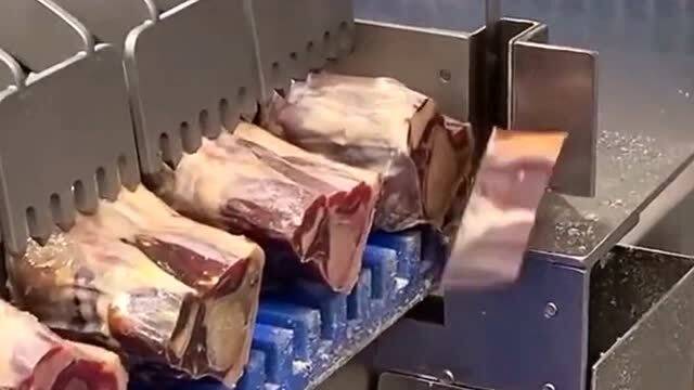 工厂是这样把骨头弄断的,切骨头不用人使劲剁,机器轻松弄开